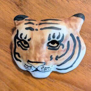 Unique Handmade Tiger Head Brooch Pin - Unique Folk Art Jewelry Artisan Made